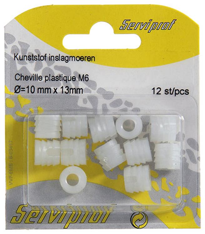 Mack 1014488 - 12 tuercas de impacto de plástico m6 ø 11 mm x 11 mm | 10 piezas