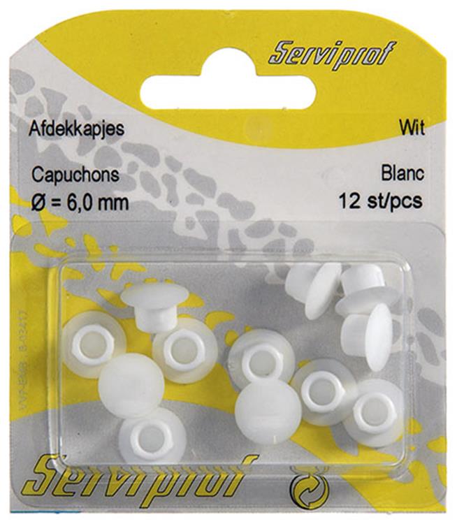 Mack 1014489 - 12 tapas blancas ø 6 mm | 5 piezas