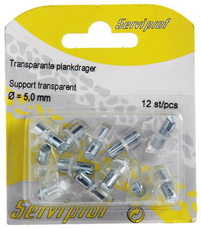 Mack 1014490 - 12 soportes para estantes transparentes ø 5 mm | 5 piezas