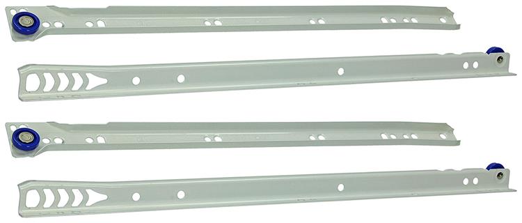 1013689 - par de guías para cajones con ruedas blanco 25kg 40cm | 5 piezas
