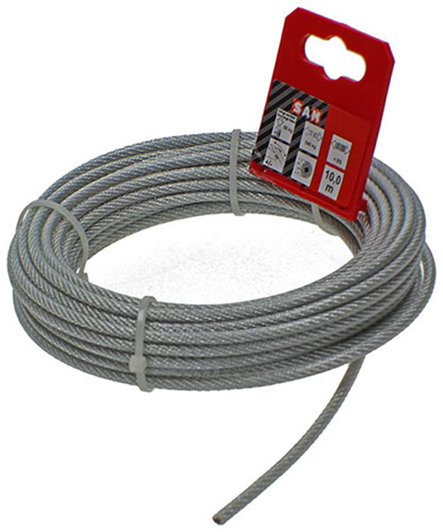 Mack 1015196 - cable de acero funda de PVC 6x7 10m 3-4mm wll 100kg din en12385-4 | 5 piezas