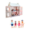 Casa de muñecas de madera Joueco - incl. 15 muebles y 4 muñecas.