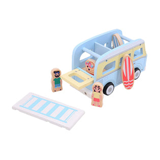 Jouéco joueco houten retro strandbus met accessoires