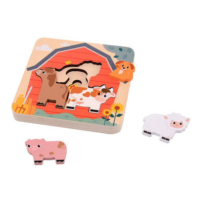 Joueco Woueco Wouen Layer Puzzle Farm, 7st.