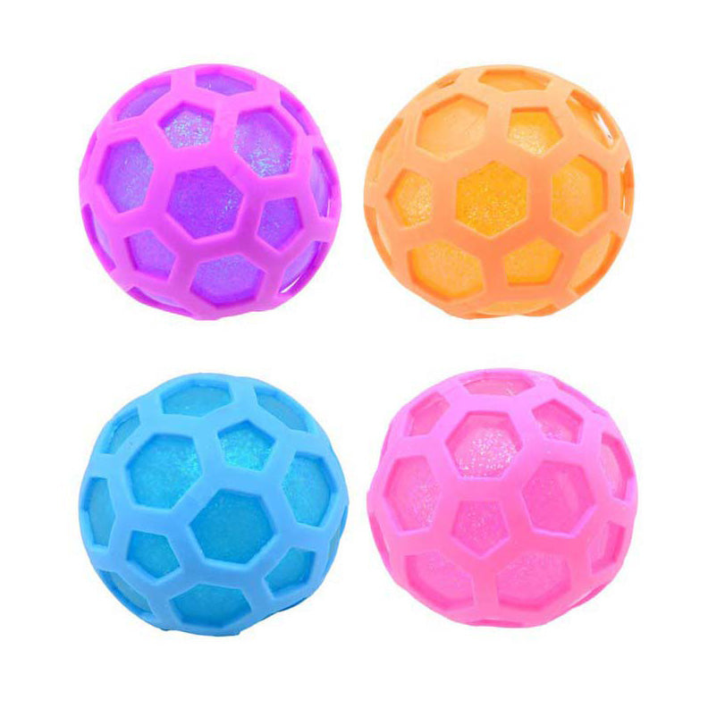 Bola hexagonal para apretar con purpurina Johntoy