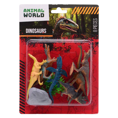 Mondo animale Johntoy - set da gioco dinosauro, 8 pezzi.