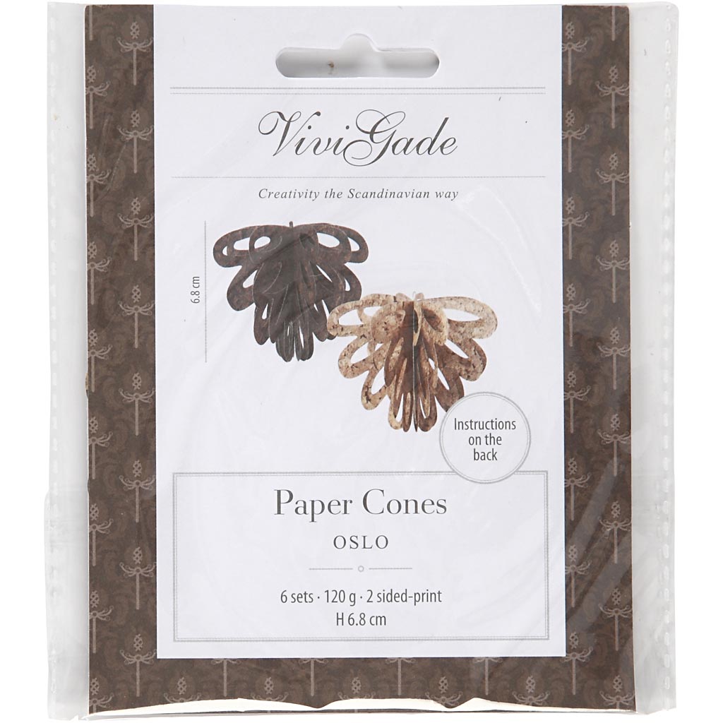 Conos de papel Vivi gade, h: 6,8 cm, 120 g, 6 piezas 1 caja