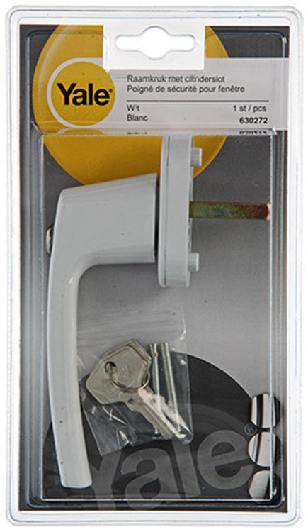 Yale 1019088 - 1 manilla de ventana con cerradura de cilindro, blanco | 2 piezas