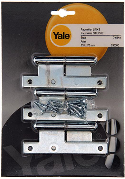 Yale 1019128 - 3 bisagras acero bicromatado l 110x70mm | 2 piezas