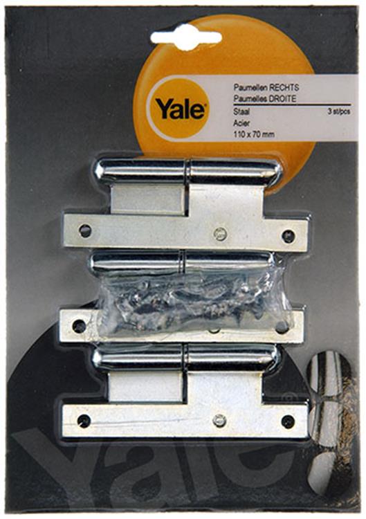 Yale 1019129 - 3 bisagras acero bicromatado r 110x70mm | 2 piezas
