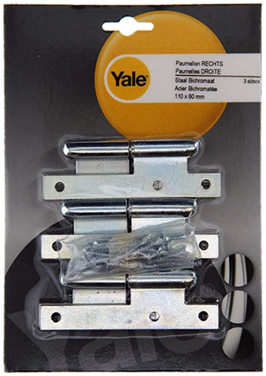 Yale 1019136 - 3 bisagras acero galvanizado derecha 110x60mm | 2 piezas