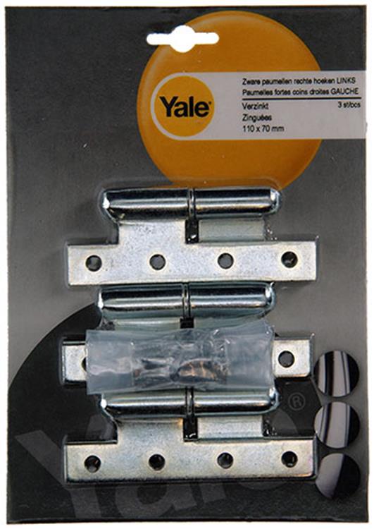 Yale 1019142 - 3 bisagras pesadas con bisagras, esquina derecha izquierda 110x70mm | 2 piezas