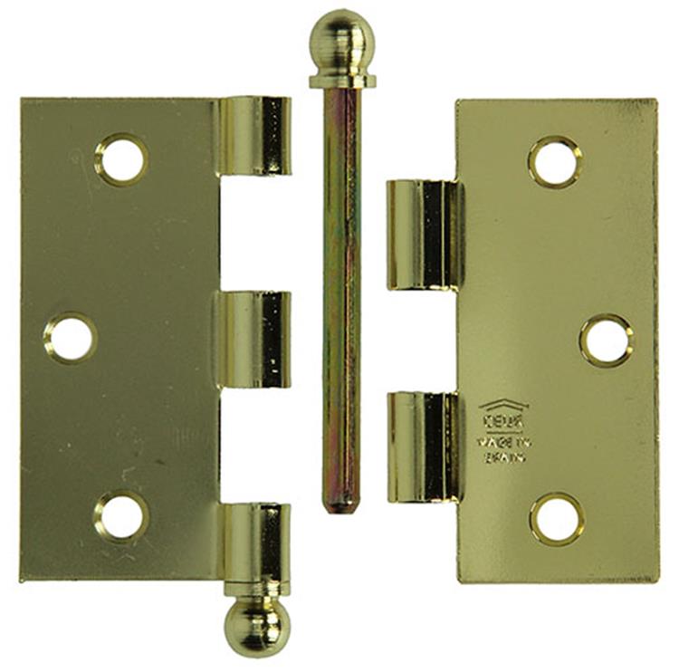Yale 1019144 - 3 bisagras pomo de bola latonadas 76x76mm | 2 piezas