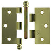 Yale 1019144 - 3 bisagras pomo de bola latonadas 76x76mm | 2 piezas