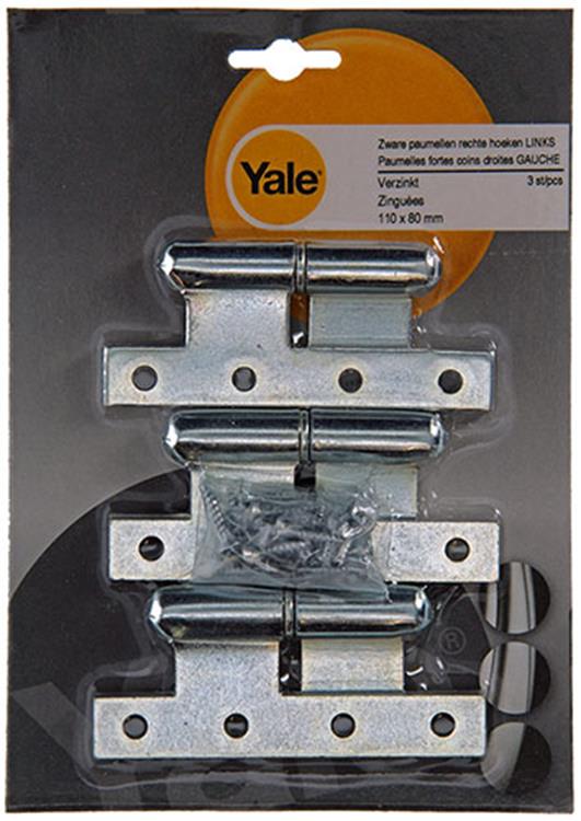 Yale 1019149 - 3 bisagras pesadas con bisagras, esquina derecha izquierda 110x80mm | 2 piezas