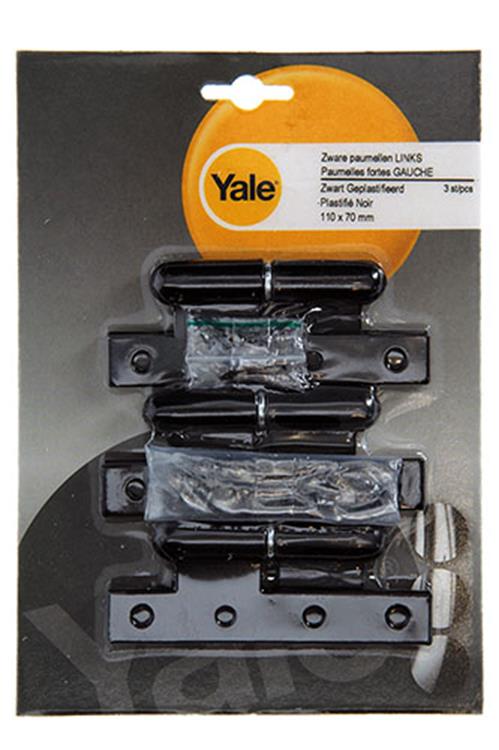 Yale 1019156 - 3 bisagras pesadas enlucidas en negro, izquierda 110x70mm | 2 piezas