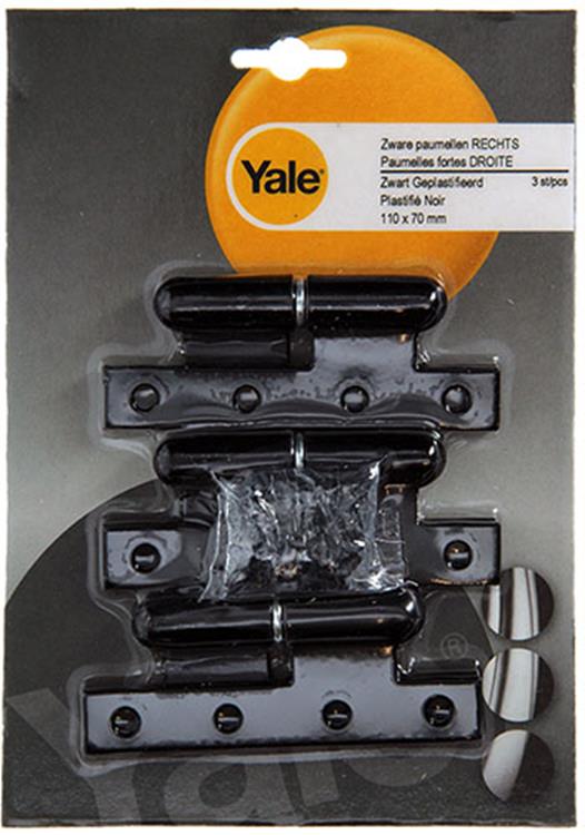 Yale 1019157 - 3 bisagras pesadas enlucidas negras derecha 110x70mm | 2 piezas