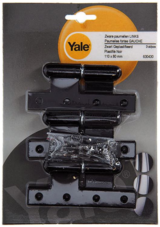 Yale 1019163 - 3 bisagras pesadas enlucidas en negro, izquierda 110x80mm | 2 piezas
