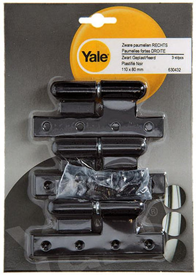 Yale 1019164 - 3 zware paumellen zwart geplast.rechts 110x80mm | 5 stuks