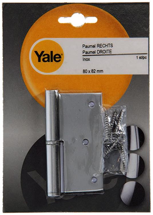 Yale 1019167 - 1 bisagra de acero inoxidable derecha con ángulo recto 80 x 82 | 2 piezas