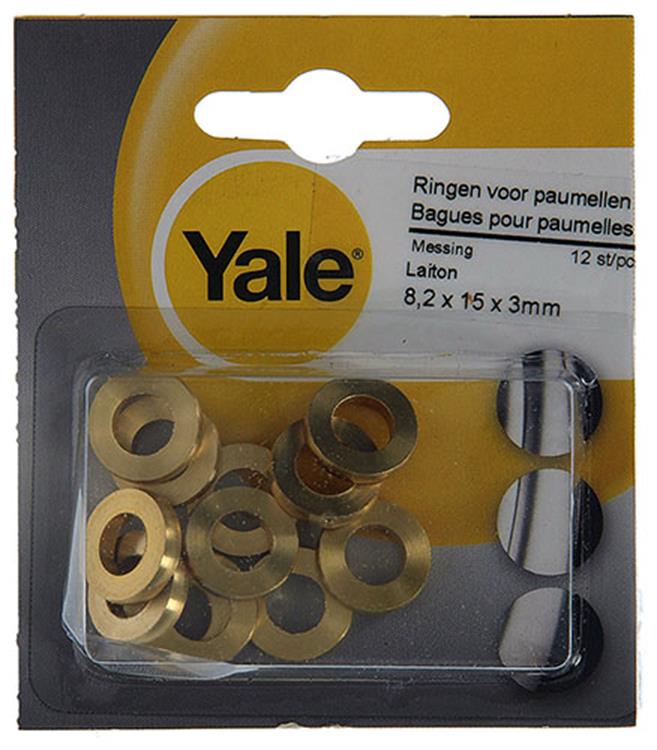 Yale 1019169 - 12 anillas para bisagras latón 8,2x15x3mm | 2 piezas