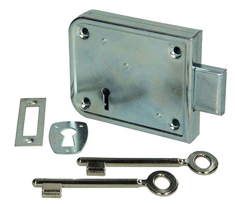 Yale 1019172 - 1 cerradura de bodega de superficie chapada r 70mm | 3 piezas