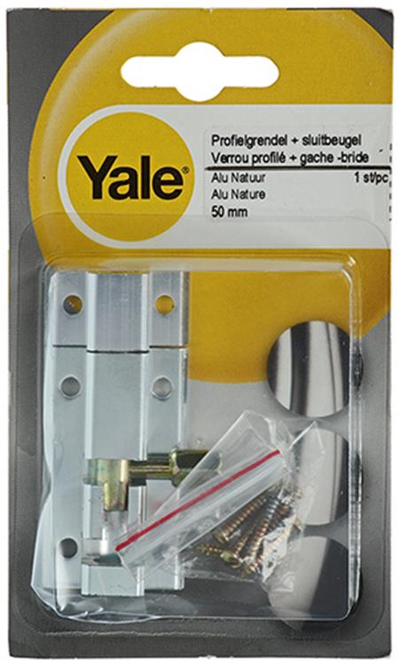 Yale 1019185 - pestillo de perfil con soporte de bloqueo, aluminio f1 50mm | 5 piezas