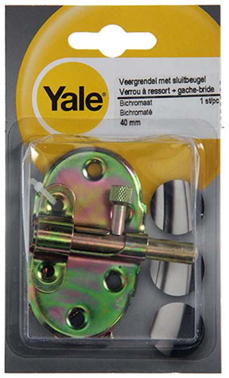 Yale 1019197 - pestillo de resorte con soporte de bloqueo, bicromatado 40mm | 5 piezas