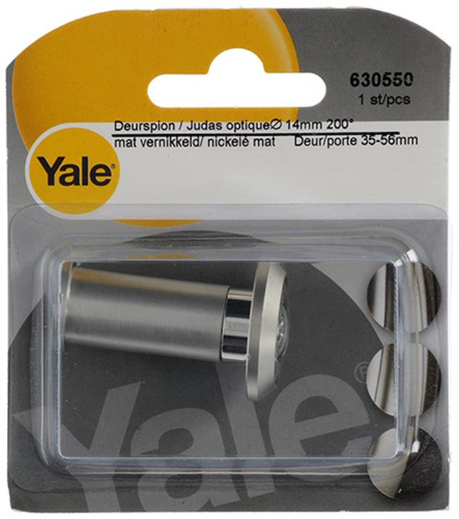Yale 1019222 - mirilla de puerta 200° niquelada mate ø14mm | 2 piezas
