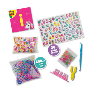 Ses creative unicorno - braccialetti con ciondoli a telaio - creazione di braccialetti - artigianato - per ragazze dai 6 anni