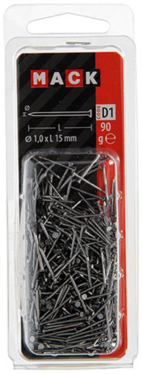 Mack 1017113 - clavo cabeza plana 90 gr 1,0 x 15 mm | 5 piezas