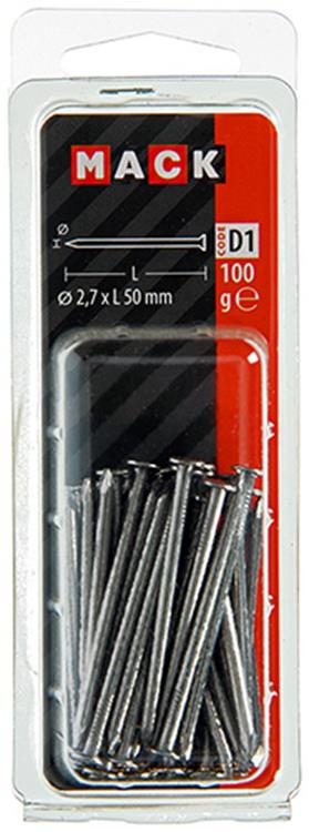 Mack 1017120 - clavo cabeza plana 100 gr 2,7 x 50 mm | 5 piezas