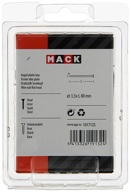 Mack 1017125 - clavo cabeza plana 180 gr 3,5 x 80 mm | 5 piezas