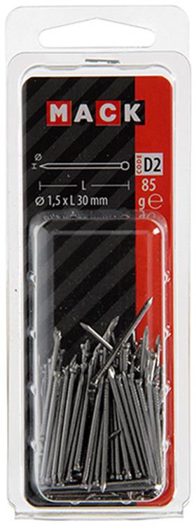 Mack 1017131 - Clavo fino cabeza redonda 85 gr 1,5 x 30 mm | 5 piezas