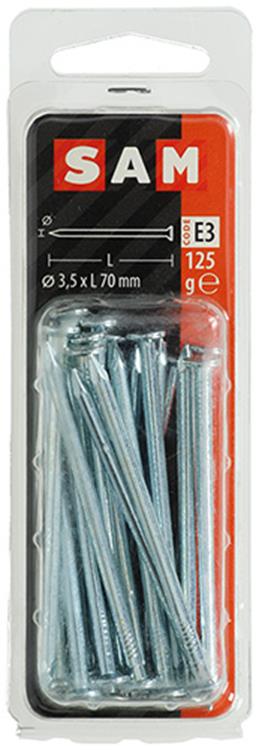Mack 1017154 - clavo cabeza plana acero galvanizado 125 gr 3,5 x 70 mm | 5 piezas