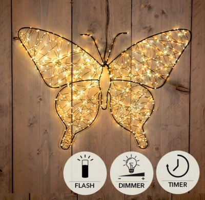 Anna's collection mariposa iluminada 43cm 600LED IP44 con función flash temporizador dimmer
