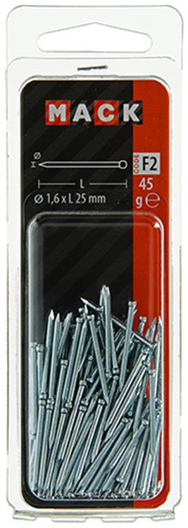 Mack 1017175 - clavo cabeza redonda acero endurecido 45 grados 1,6 x 25 mm | 10 piezas