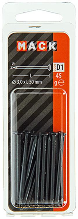 Mack 1017182 - clavo de acero bvk acero pavonado 45 gr 3,0 x 50 mm | 10 piezas