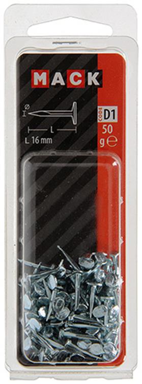 Mack 1017192 - bloque clavo acero galvanizado 50 gr16 mm | 10 piezas