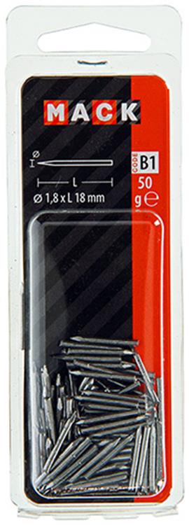 Mack 1017197 - clavo diamantado acero sin tratar 50gr 1,8 x 18 mm | 10 piezas