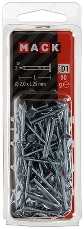 Mack 1017198 - Clavo de techo acero galvanizado 90 gr 2,0 x 25 mm | 5 piezas