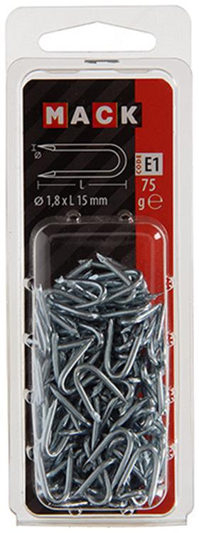 Mack 1017207 - grapa acero galvanizado 75 gr 1,8 x 15 mm | 5 piezas
