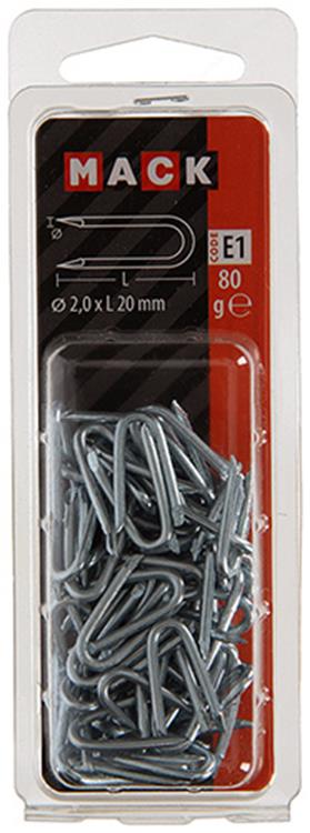 Mack 1017208 - grapa de acero galvanizado 80 gr 2,0 x 20 mm | 5 piezas