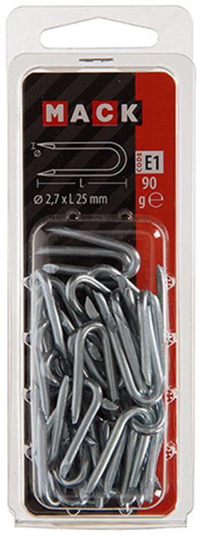 Mack 1017209 - grapa acero galvanizado 90 gr 2,7 x 25 mm | 5 piezas