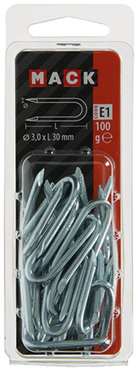 Mack 1017210 - grapa acero galvanizado 100 gr 3,0 x 30 mm | 5 piezas