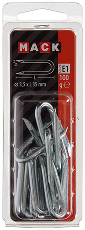 Mack 1017211 - grapa acero galvanizado 100 gr 3,5 x 35 mm | 5 piezas