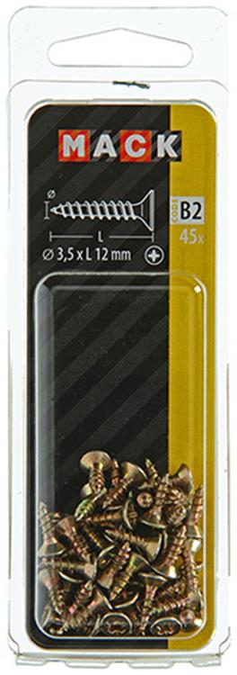Mack 1017221 - tornillo para aglomerado con cabeza chapado en amarillo 45 piezas 3,5 x 12 mm | 10 piezas