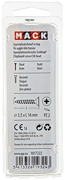 Mack 1017222 - tornillo para aglomerado con cabeza chapado en amarillo 40 piezas 3,5 x 16 mm | 10 piezas
