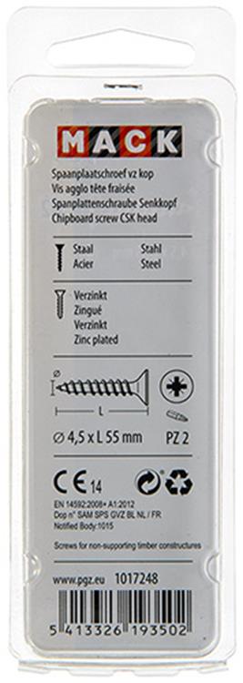 Mack 1017248 - tornillo para aglomerado con cabeza chapada en amarillo 11 piezas 4,5 x 55 mm | 10 piezas
