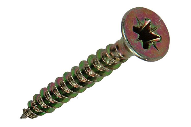 Mack 1017254 - tornillo para aglomerado con cabeza chapada en amarillo 13 piezas 5,0 x 35 mm | 10 piezas